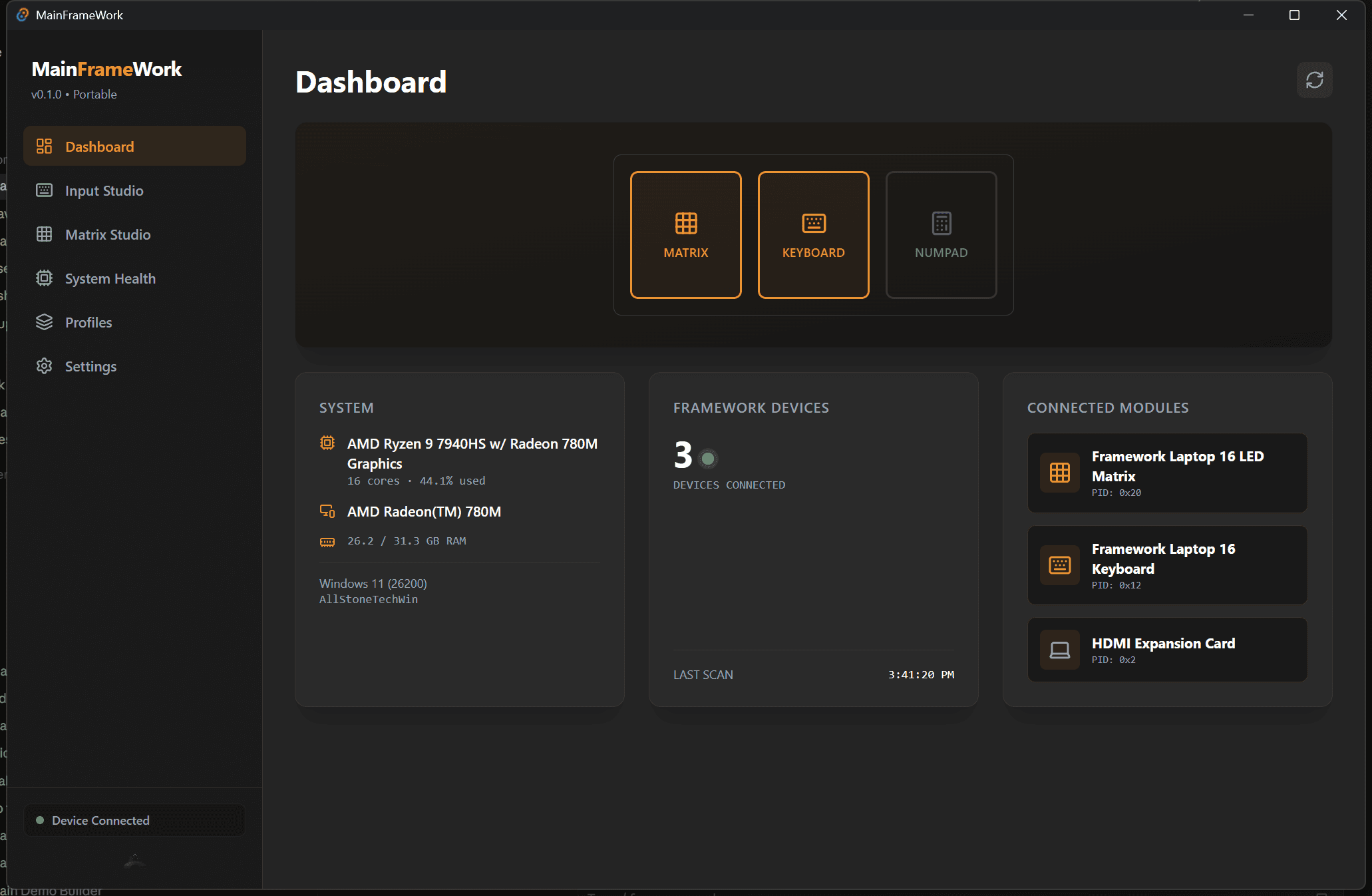 MainFrameWork screenshot